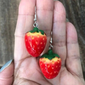 3 for $25/ Adorable Strawberry Fruit Fruity Drop Earrings NWT